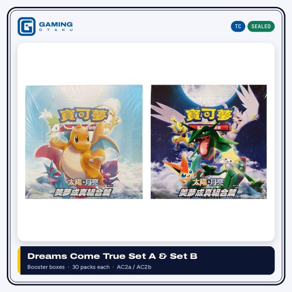 Traditional Chinese Pokémon TCG Dreams Come True Set A and Set B sealed booster boxes