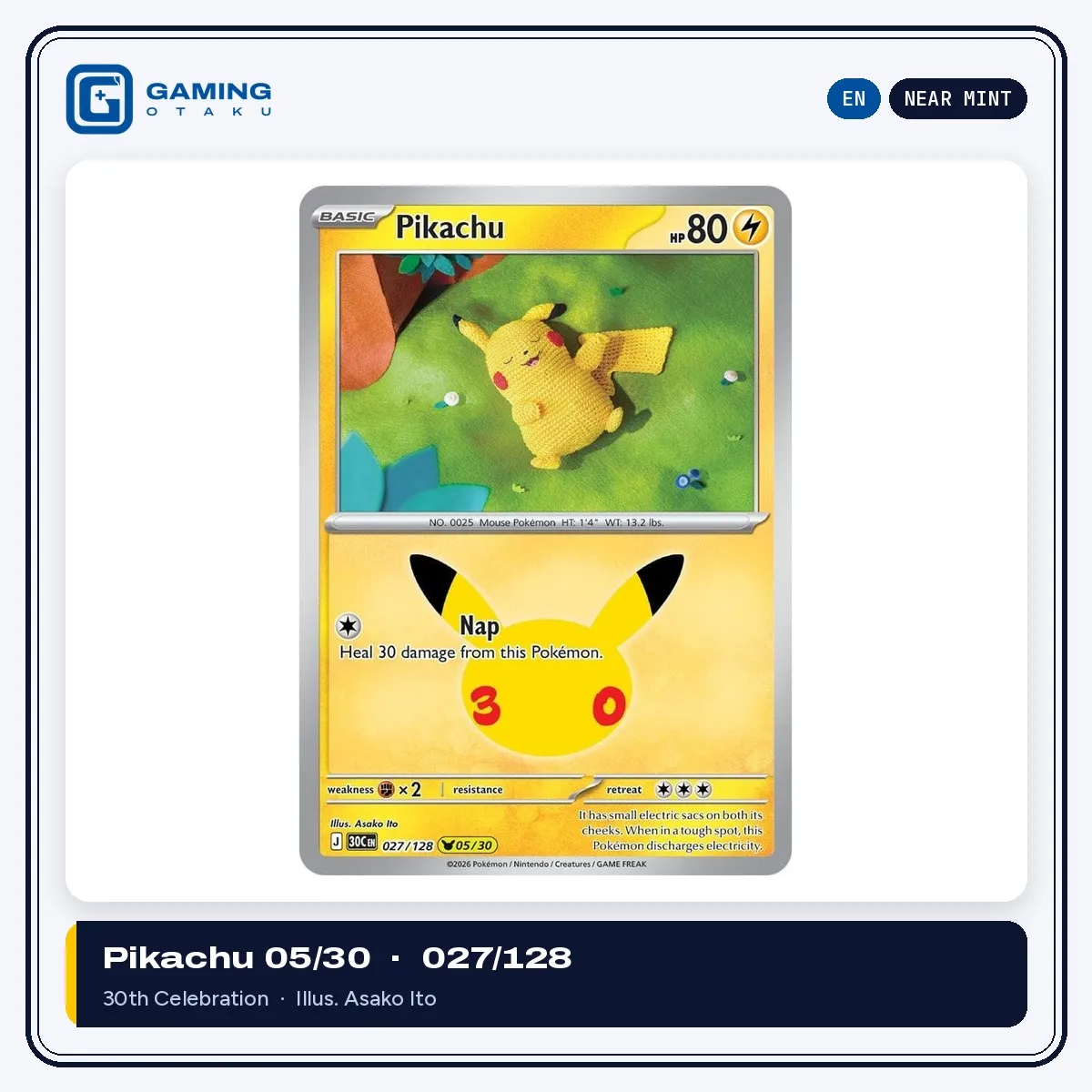 English 30th Celebration Pikachu 027/128 (Pikachu 05/30)