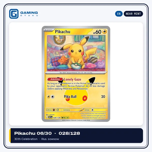 English 30th Celebration Pikachu 028/128 (Pikachu 06/30)