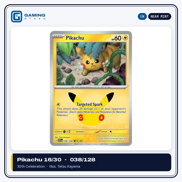 English 30th Celebration Pikachu 038/128 (Pikachu 16/30)
