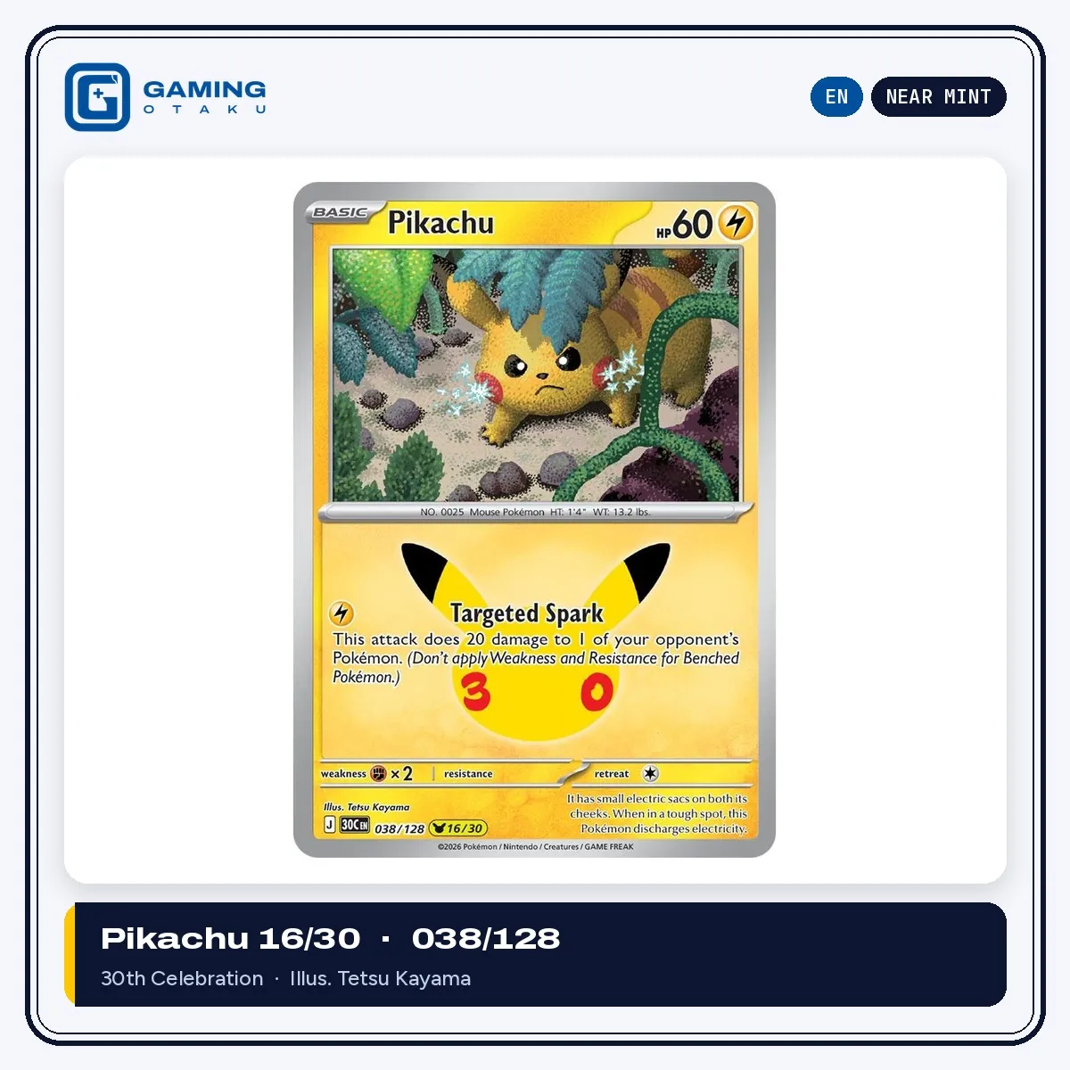 English 30th Celebration Pikachu 038/128 (Pikachu 16/30)