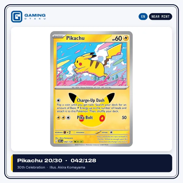 English 30th Celebration Pikachu 042/128 (Pikachu 20/30)