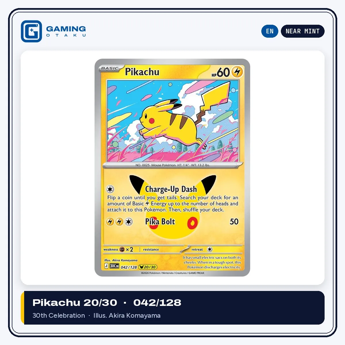 English 30th Celebration Pikachu 042/128 (Pikachu 20/30)