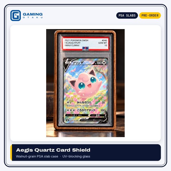 Aegis Quartz Card Shield walnut-grain PSA slab display case
