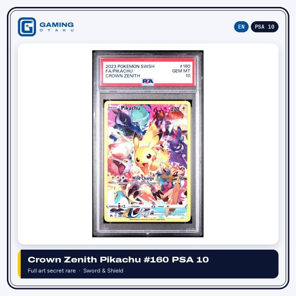 Crown Zenith Pikachu 160/159 full art secret rare graded PSA 10
