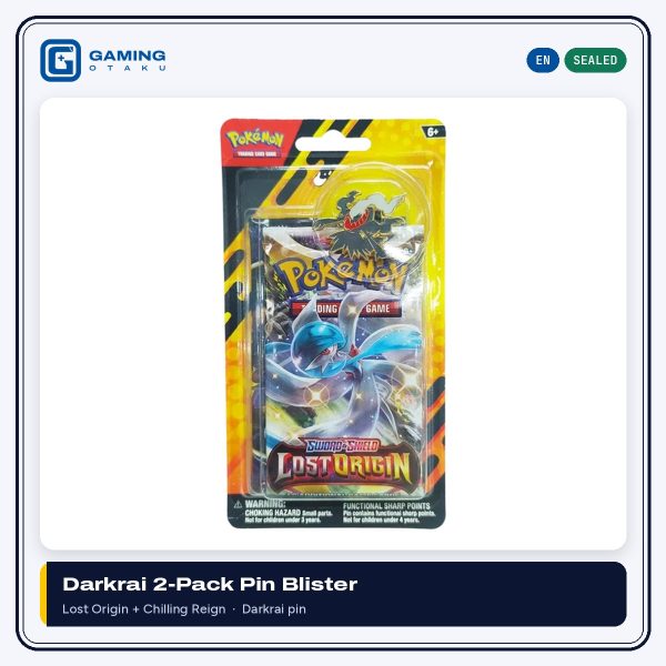 Pokémon TCG Darkrai 2-pack pin blister with Lost Origin booster pack and Darkrai pin