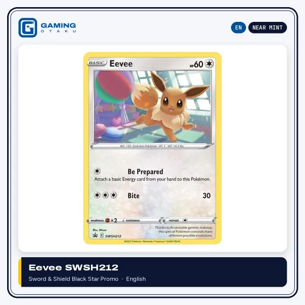 Eevee SWSH212 promo English Pokémon card, Near Mint
