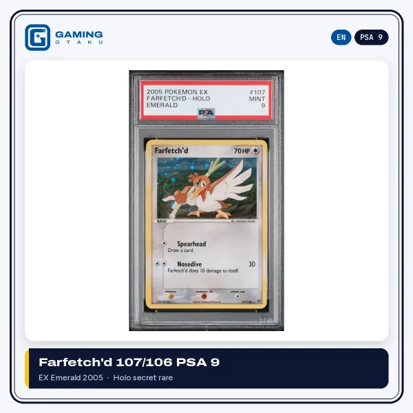 2005 Pokémon EX Emerald Farfetch'd 107/106 holo graded PSA 9