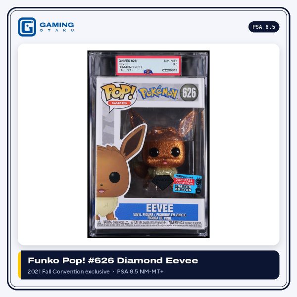 Funko Pop! Games #626 Diamond Eevee 2021 Fall Convention, PSA 8.5