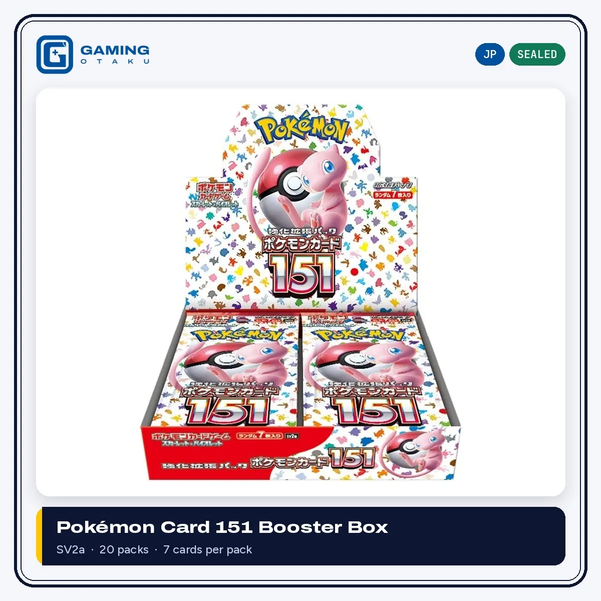 Japanese Pokémon Card 151 SV2a booster box, sealed