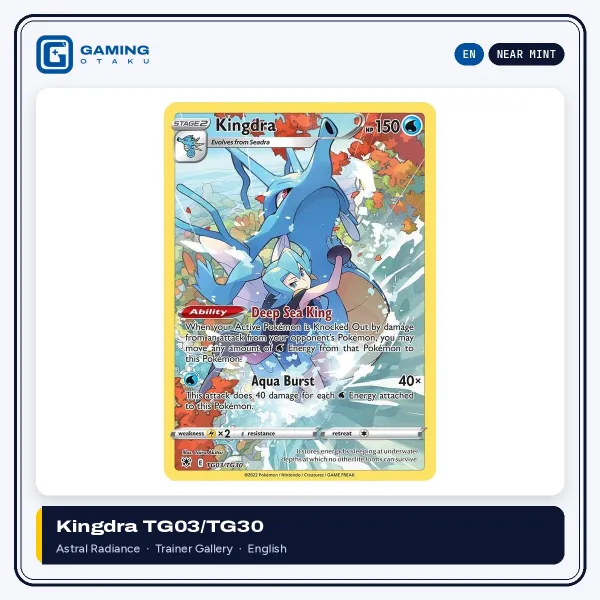 Kingdra TG03/TG30 Astral Radiance Trainer Gallery English Pokémon card, Near Mint