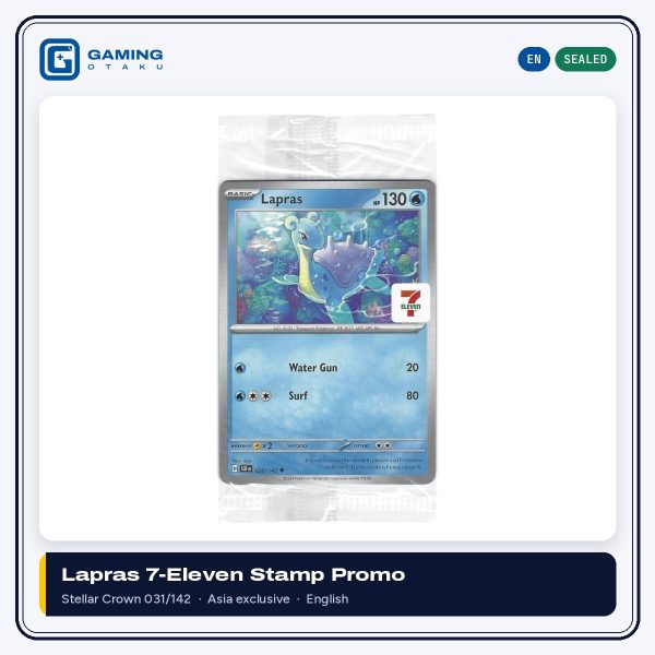 Pokémon TCG Lapras 7-Eleven stamp promo card, Stellar Crown 031/142, English, sealed
