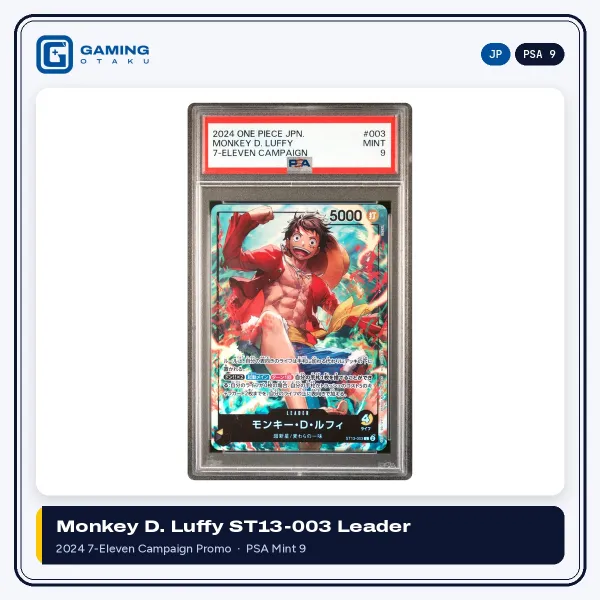 2024 One Piece Japanese Monkey D. Luffy ST13-003 7-Eleven campaign promo graded PSA 9 Mint