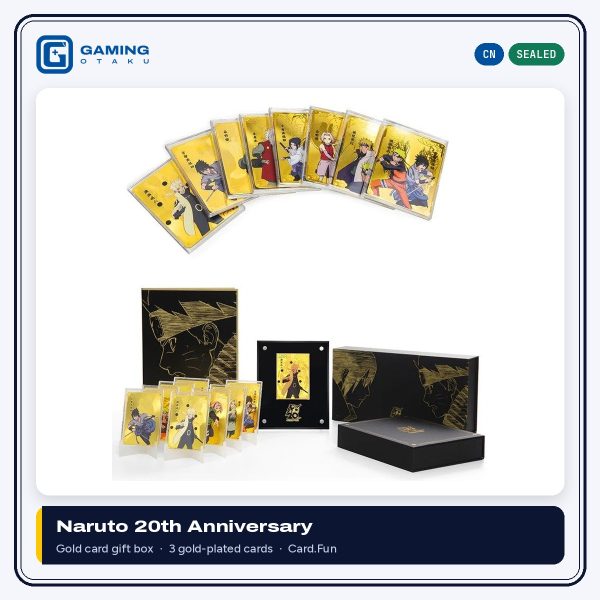 Kayou Naruto anime 20th anniversary gold card gift box with gold-plated cards