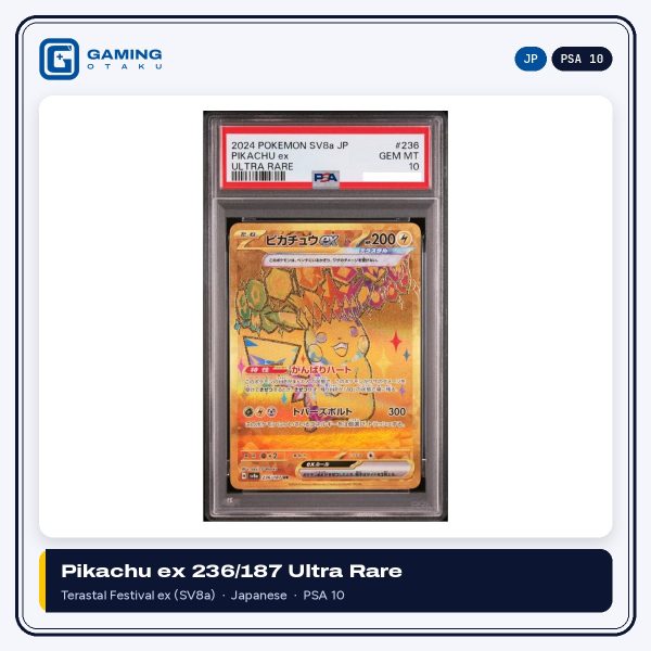 2024 Pokémon Japanese Pikachu ex Ultra Rare 236/187 from Terastal Festival ex SV8a, graded PSA 10