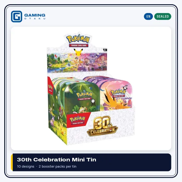 Pokémon TCG 30th Celebration Mini Tin display box