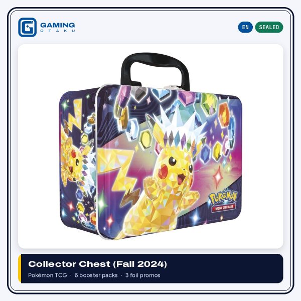 Pokémon TCG Collector Chest Fall 2024 metal case with Terastal Pikachu artwork