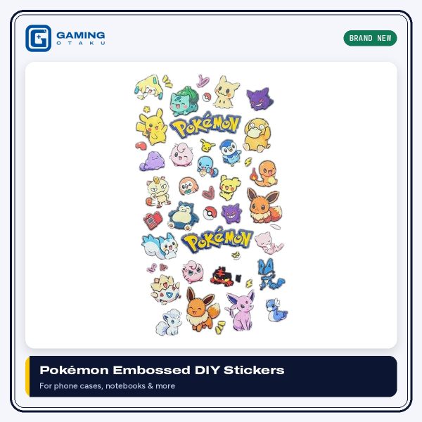 Pokémon embossed DIY decoration sticker sheet with Pikachu, Eevee and Gengar