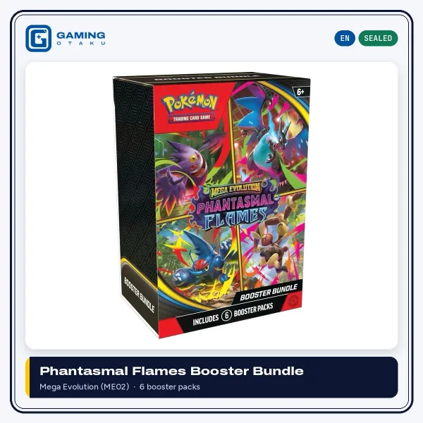 Pokémon TCG Mega Evolution Phantasmal Flames ME02 Booster Bundle, 6 booster packs, factory sealed
