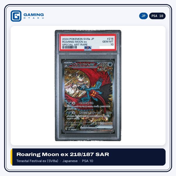 2024 Pokémon Japanese Roaring Moon ex Special Art Rare 218/187 from Terastal Festival ex SV8a, graded PSA 10
