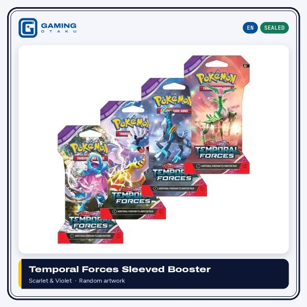 Pokémon TCG Scarlet & Violet Temporal Forces sleeved booster packs in four artworks